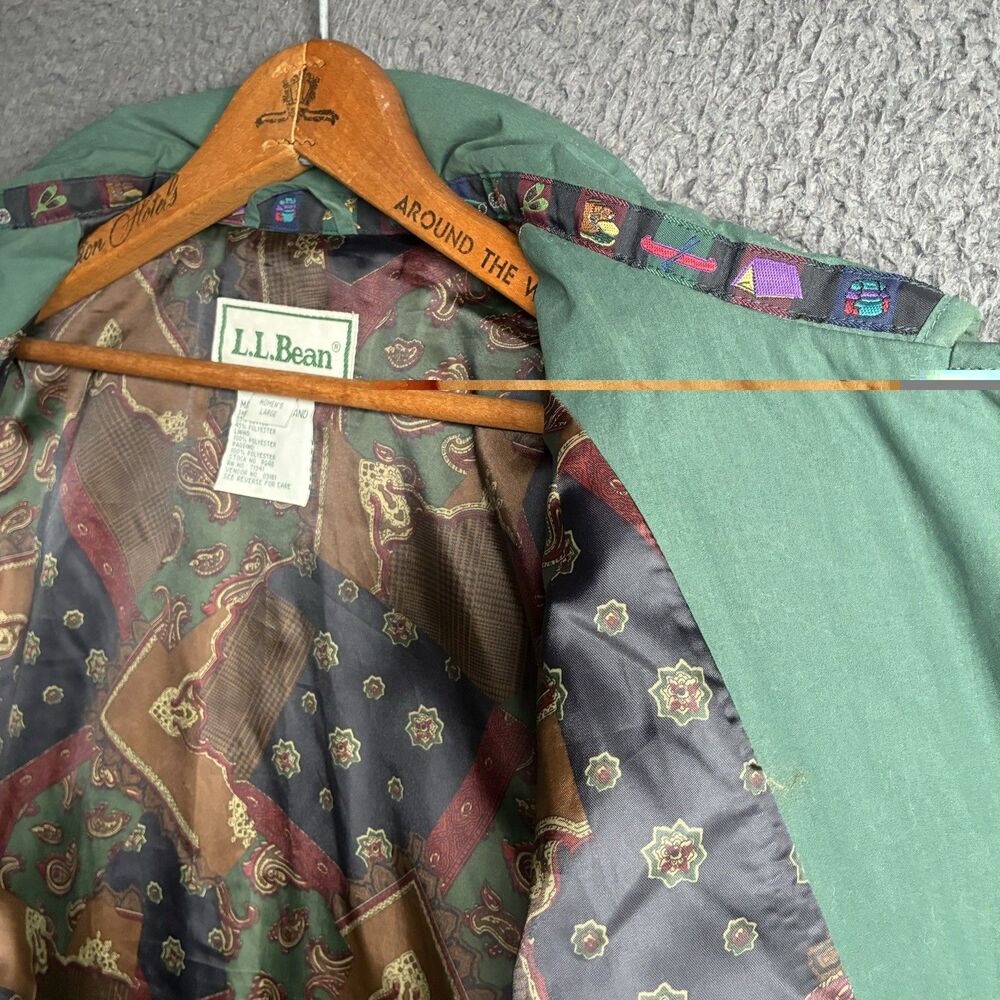 L.L. Bean Diamond Quilted Chore Jacket Coat Green Women's Large Vintage - Picture 6 of 14
